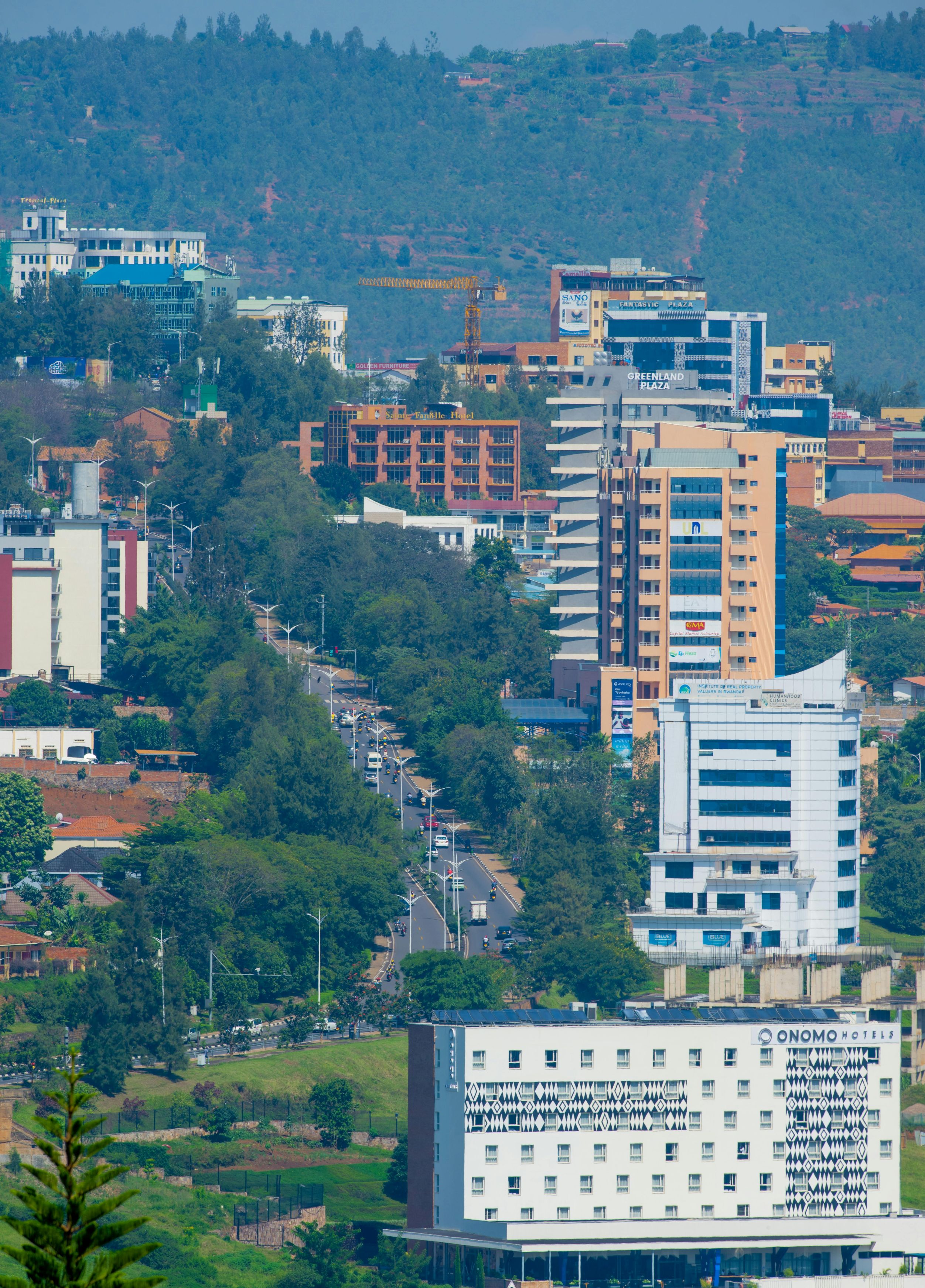 Aerial view of Kigali skyline