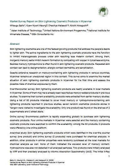 Market Survey Report on Skin Lightening Cosmetic Products in Myanmar