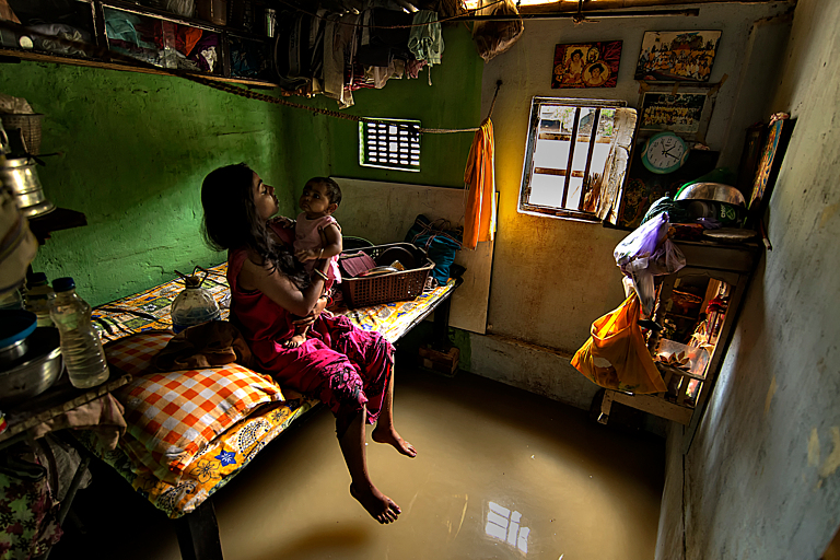 A woman and young child in a room