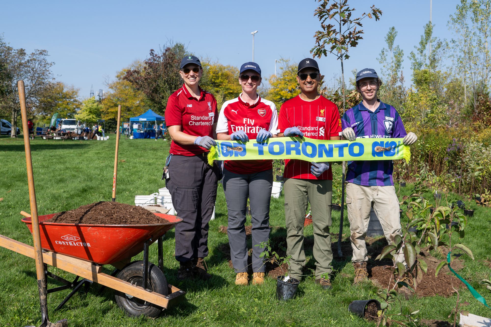 ion: Volunteers planting trees in a park in Toronto