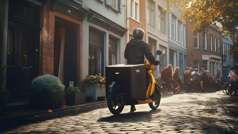 Delivery cargo bike in an urban area&nbsp;