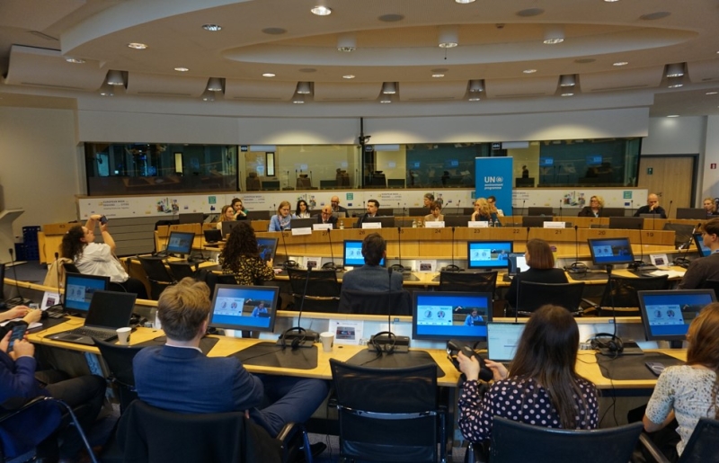 View of the panel seen from the side of the room