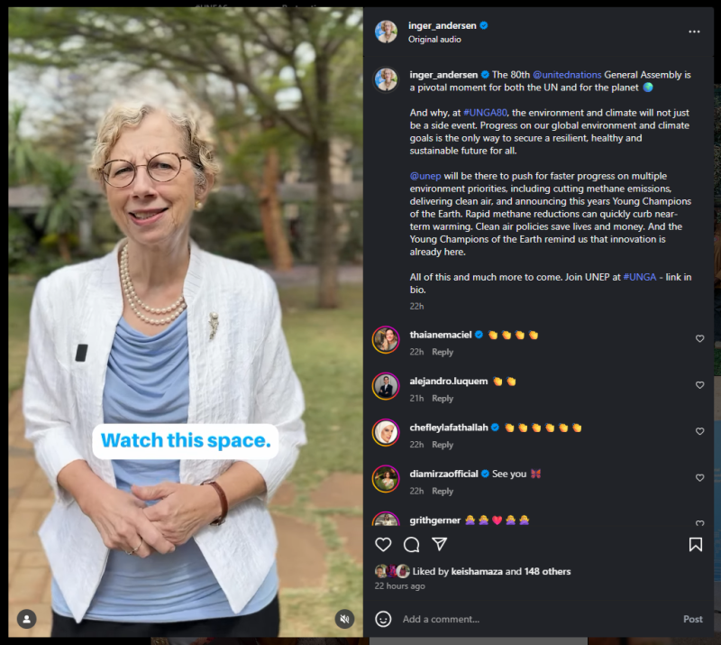 Watch this space -- screenshot of instagram post showing Inger Andersn