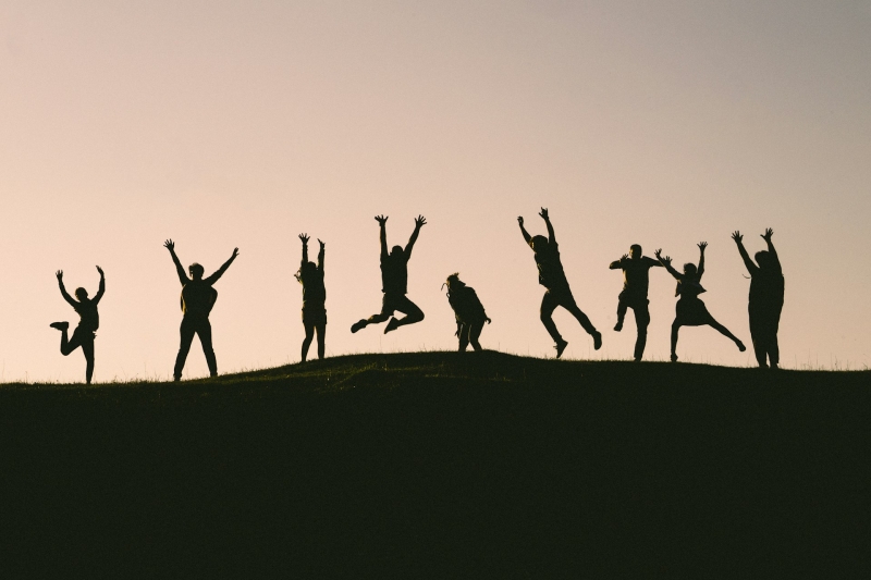 Silhouette of a group of people on mountain