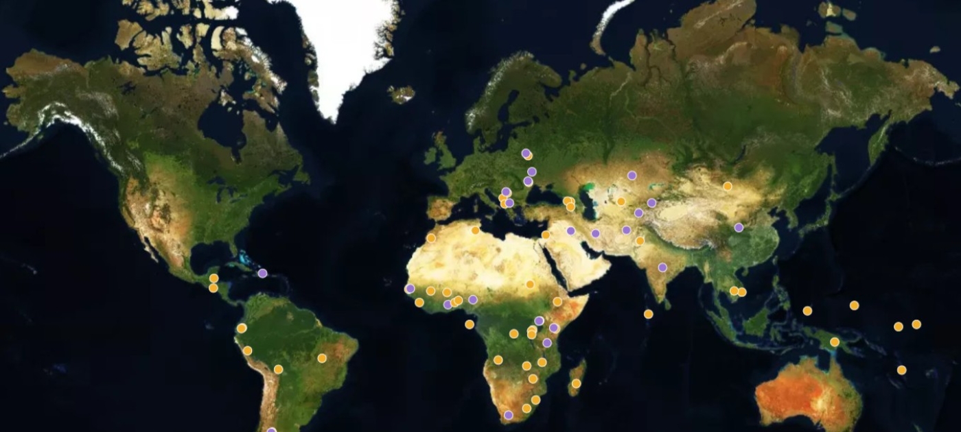 Map showing geographic distribution of SP projects