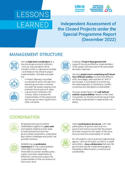 Lessons Learned: Independent Assessment of the Closed Projects under the Special Programme Report