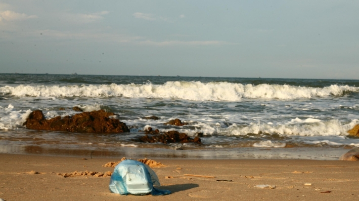 plastic on a beach