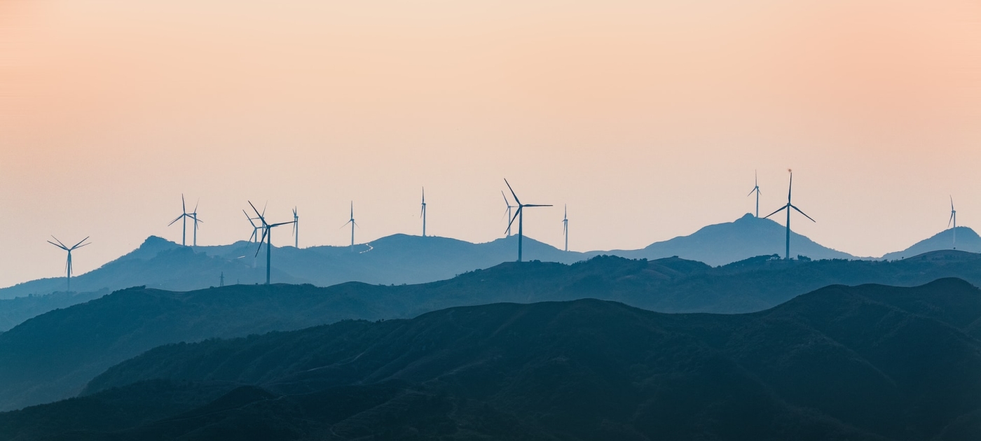 Wind turbines on hills
