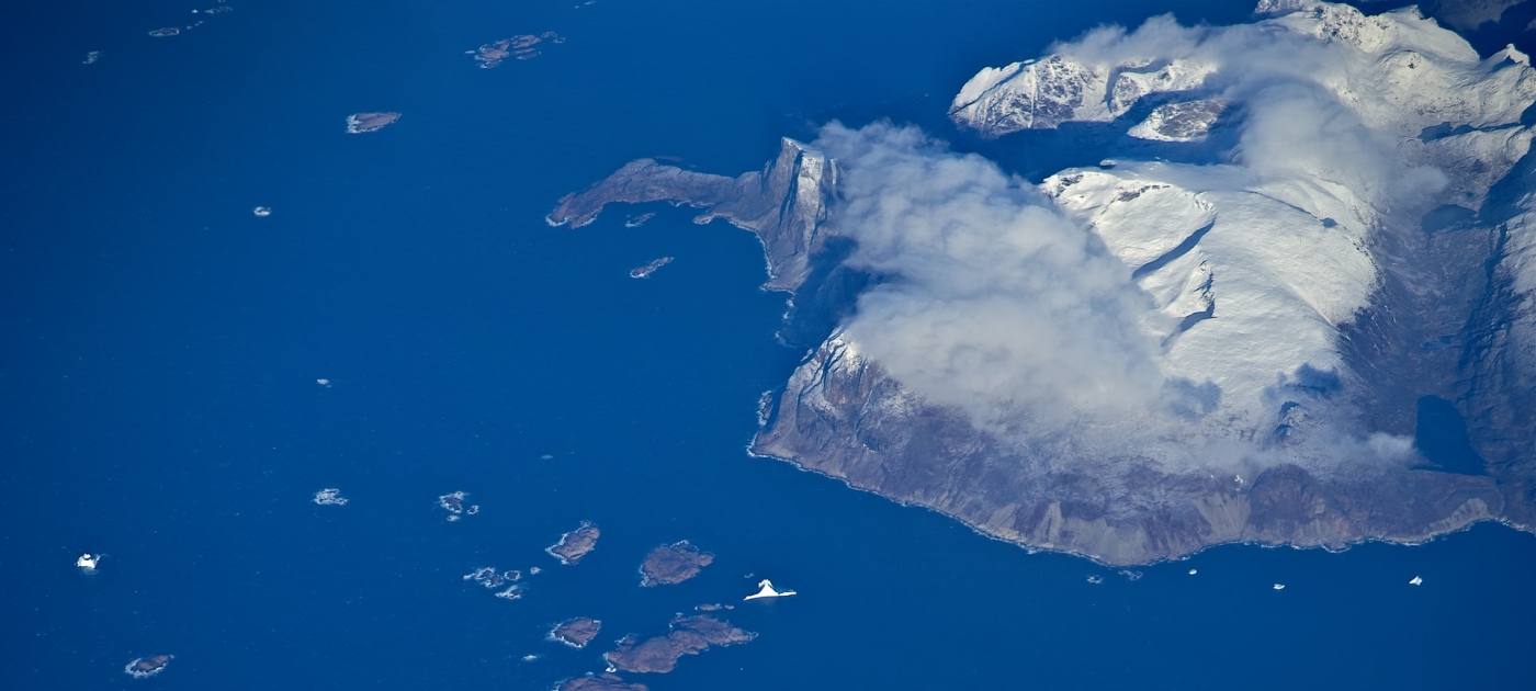 White island and blue sea