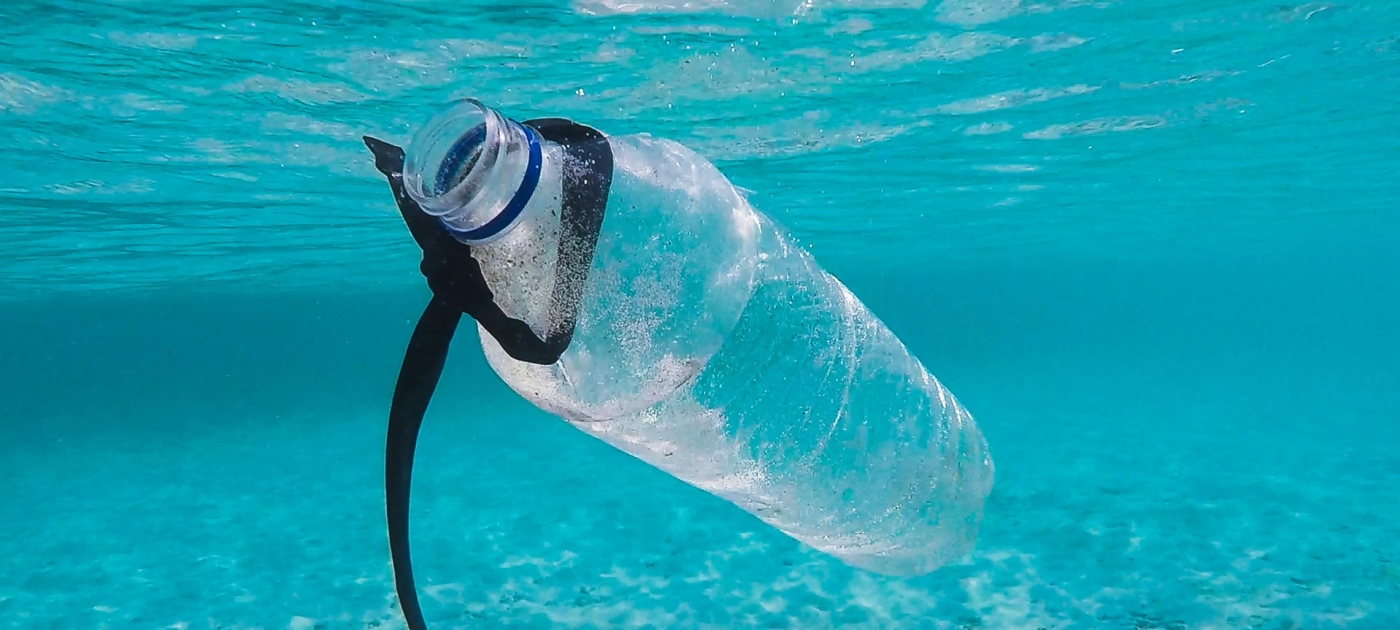 Plastic water bottle in water