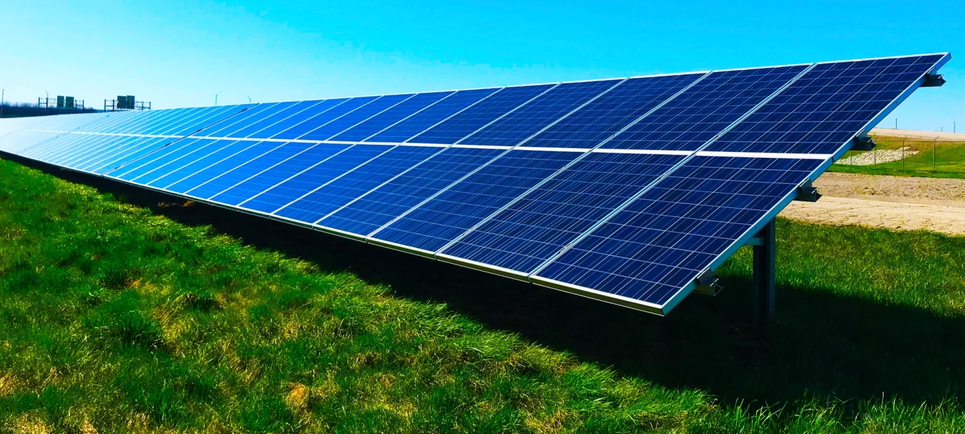 Photo of blue solar panels