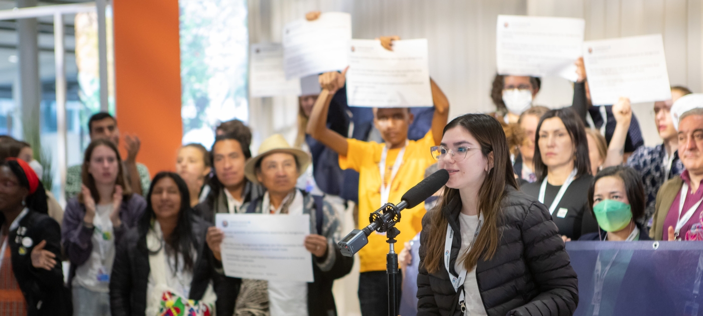 Young women speaking