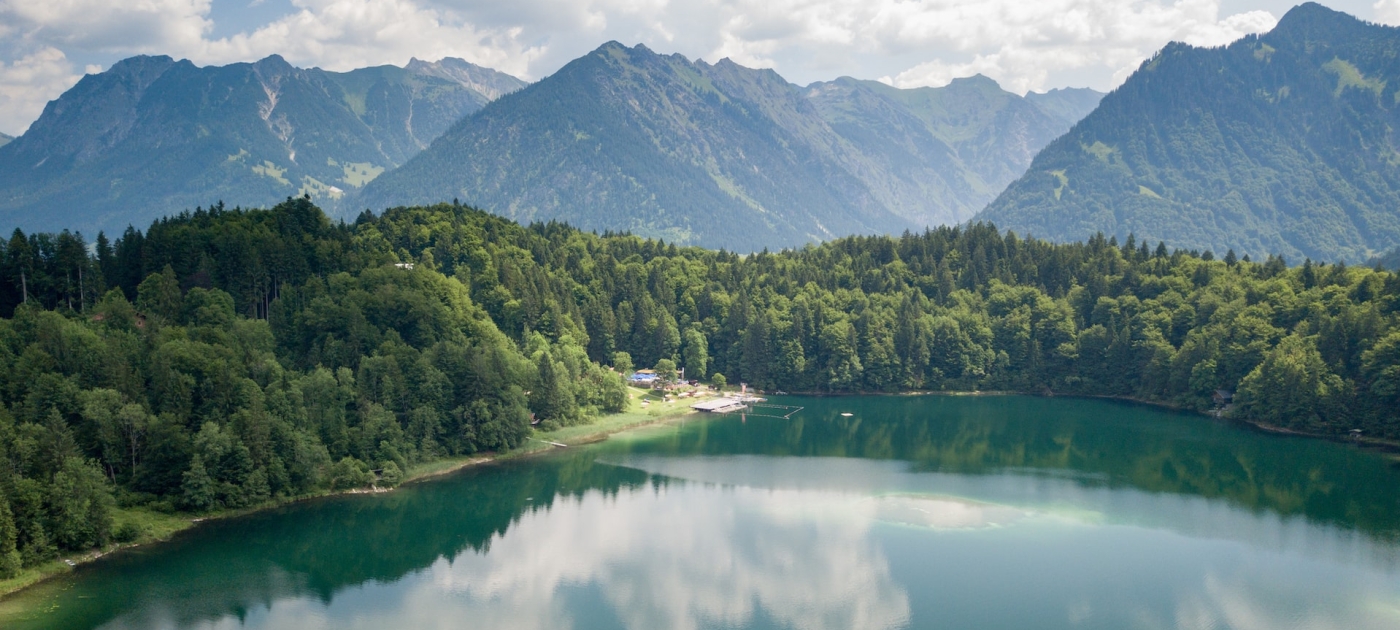 Lake surrounded by mountains
