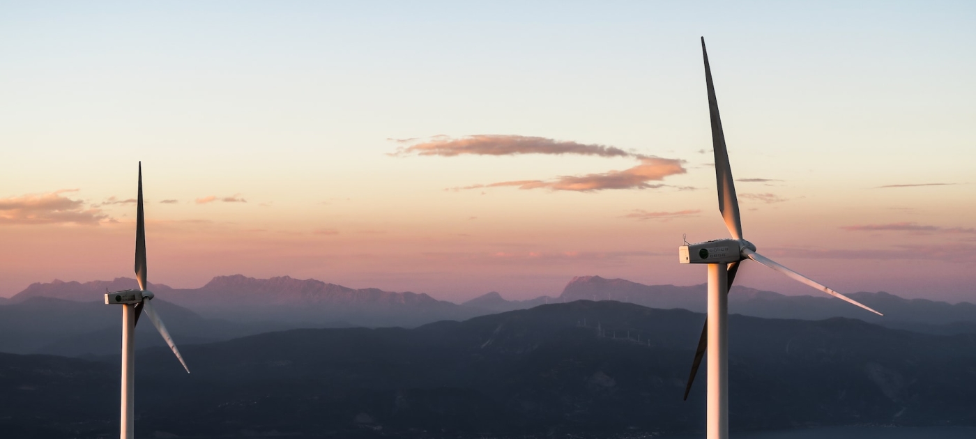 Wind turbines on a hill