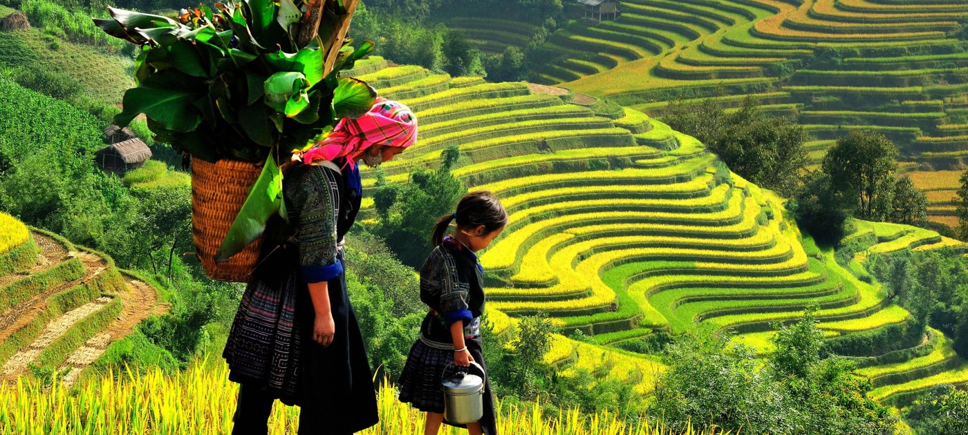 image of woman-and-girl-walking-at-Banaue-rice-terraces-