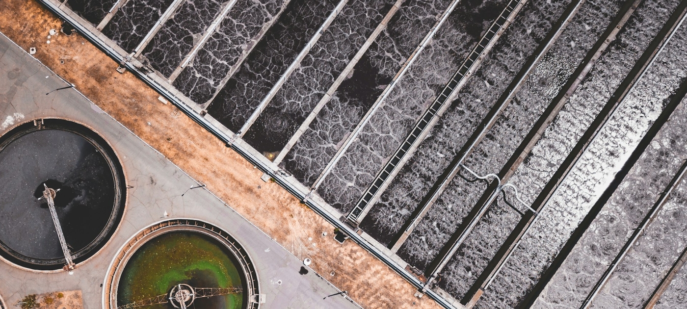 Top view of concrete structures