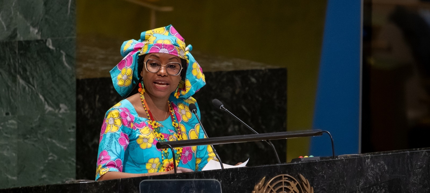 A woman speaking at a podium