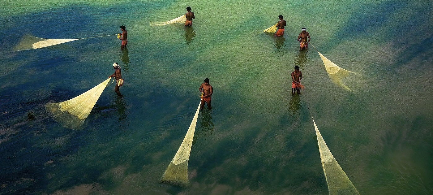 People fishing using nets
