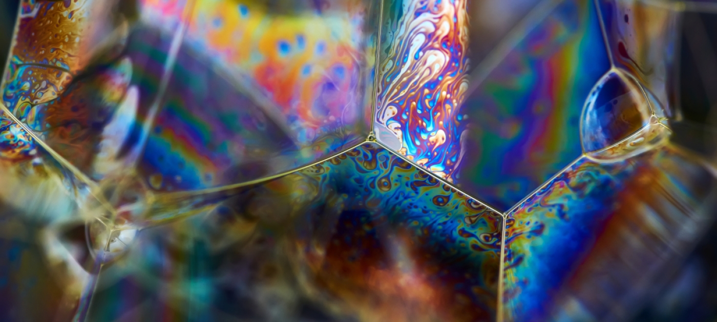The illuminate rainbow on the bubble surface