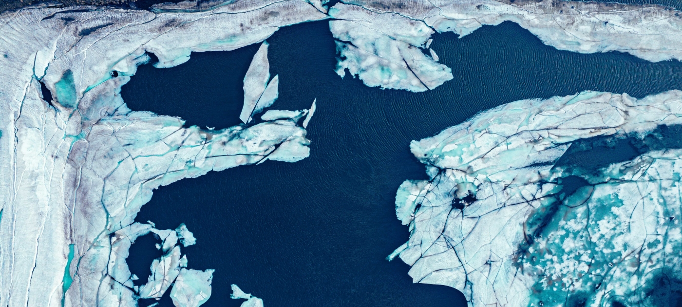 Melting ice on a lake