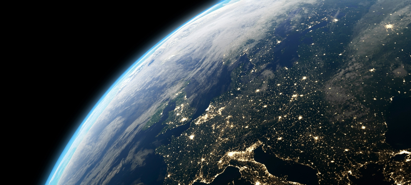 Earth from space at night