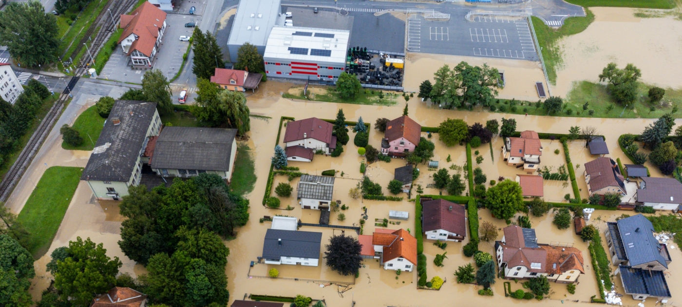 City submerged in water following flooding