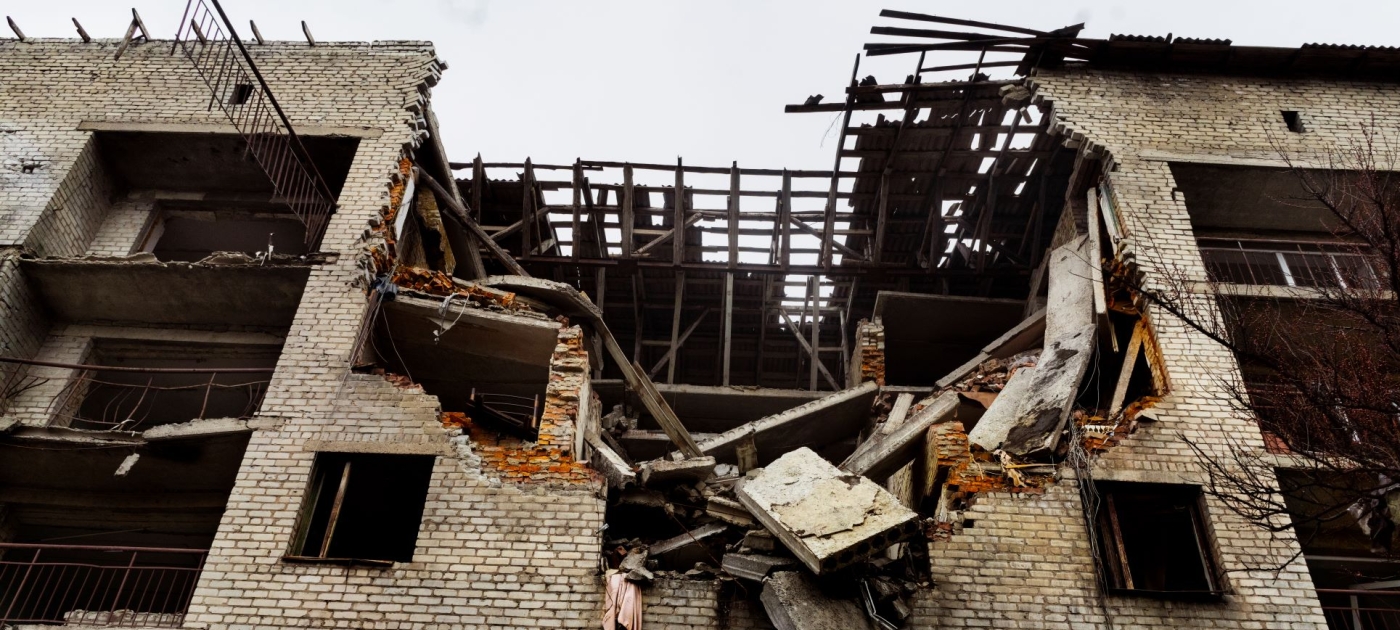 A damaged building