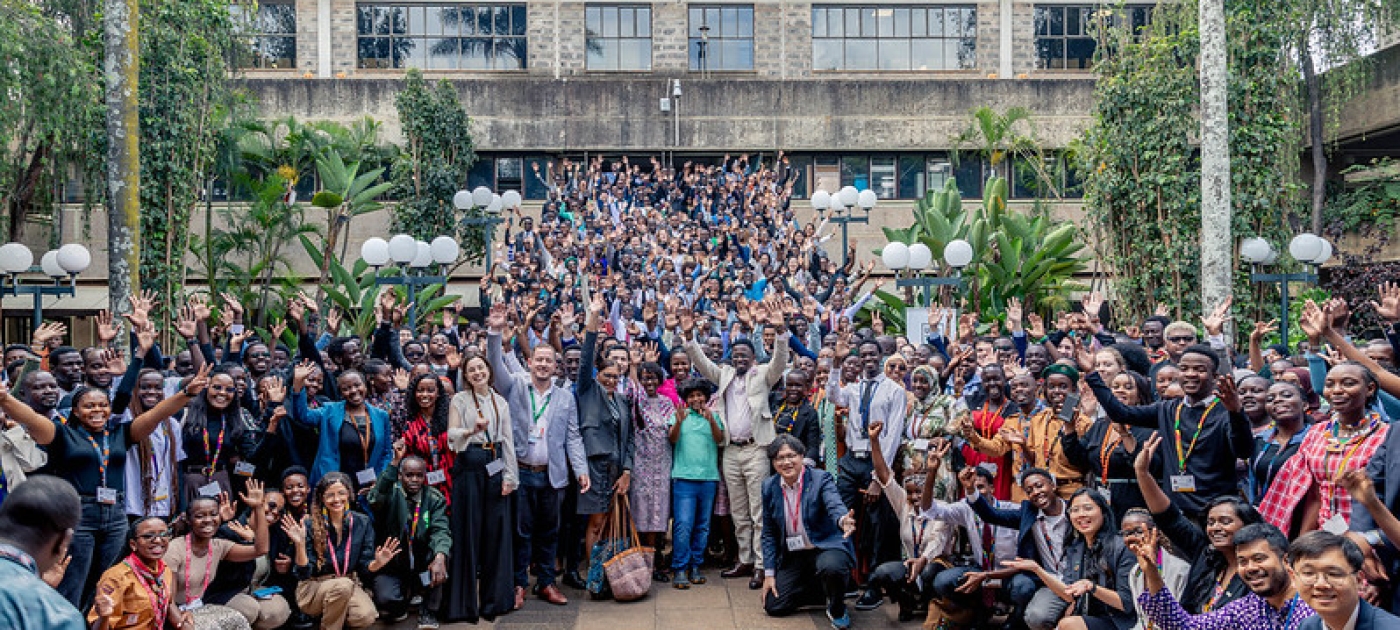 Group pictures of delegates from first day of the youth environment assembly
