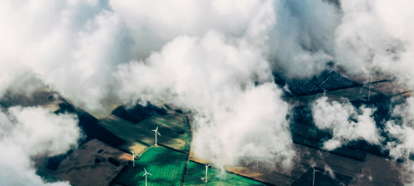 Birds eye view of windmills