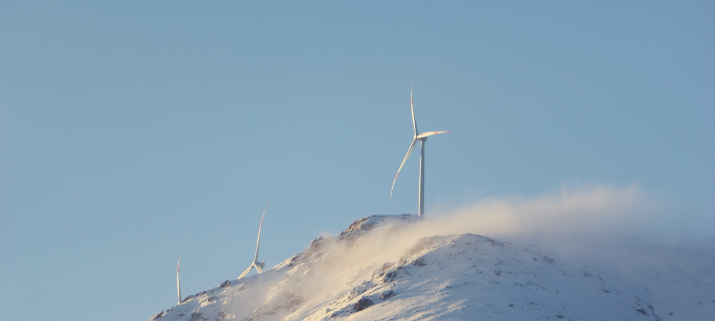 Windmill in mountains in Türkiye