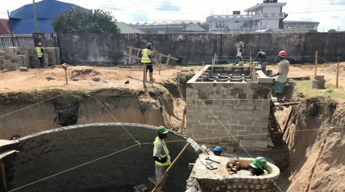 Construction of a biogas digester and anaerobic baffled reactor for faecal sludge processing at a decentralized wastewater treatment site in Dar es Salaam