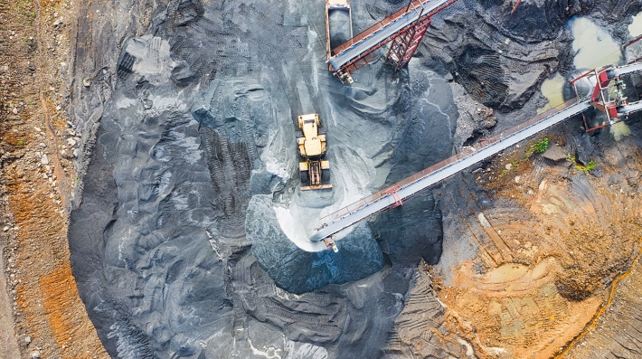An overhead view of a mine site