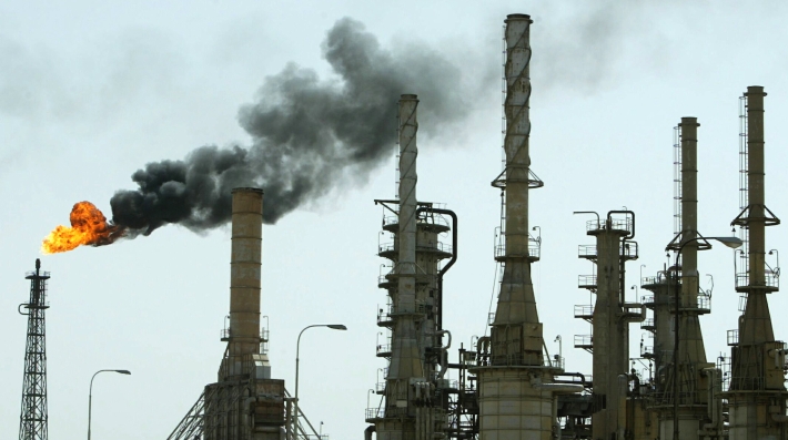 Gas bursts from a well in Iraq