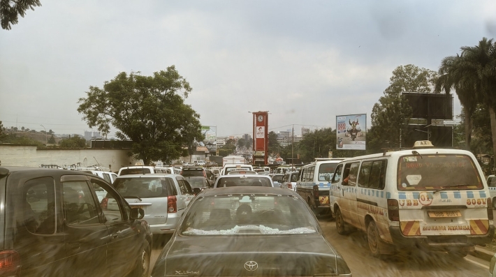 Traffic on a road in Kampala, Uganda