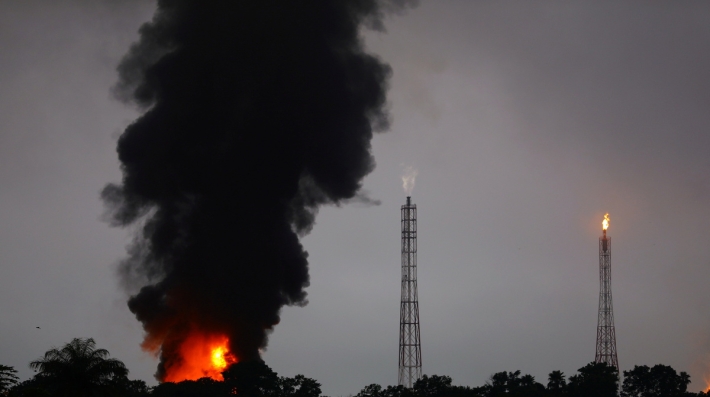 An oil rig 