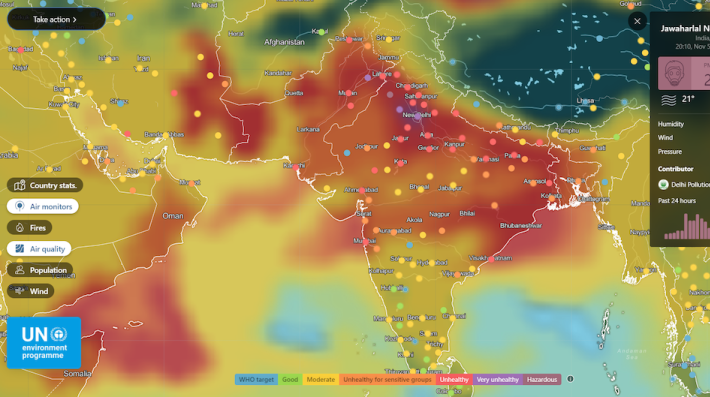 A computer generated image of South Asia