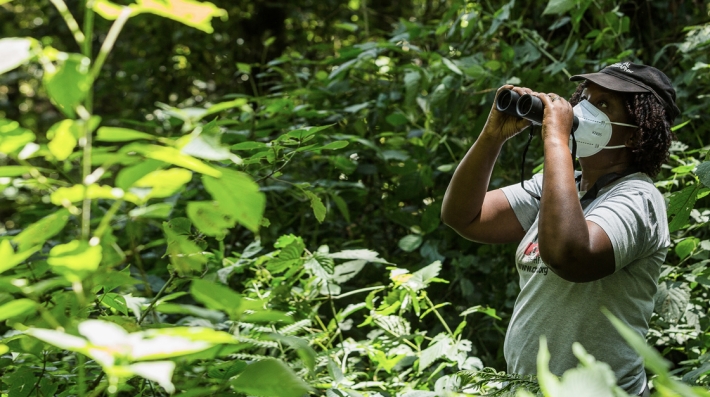 Woman with binocular