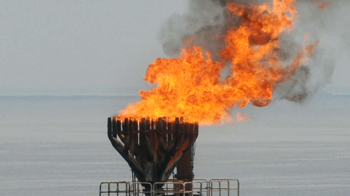 A gas installation venting methane