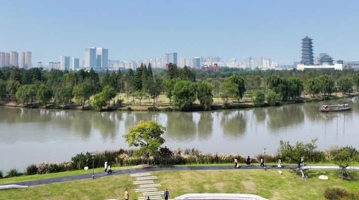 Aerial shot of Yangzhou City
