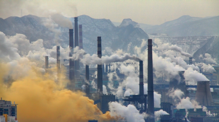 A series of smoke stacks 