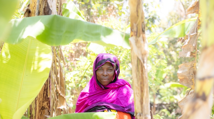 A woman in a forest