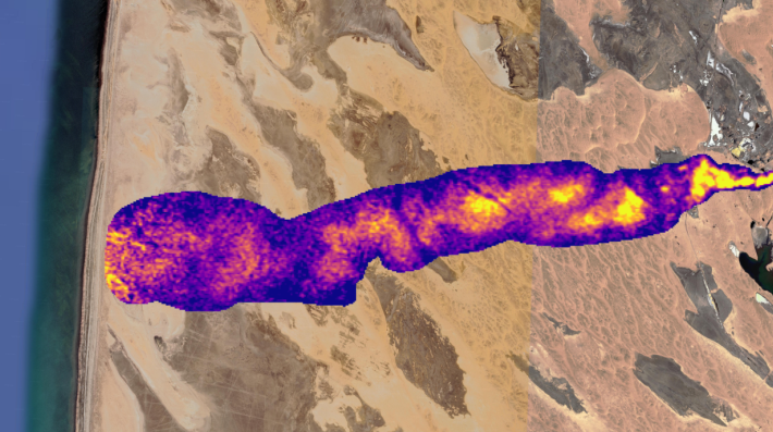 An aerial view of a methane leak on sta