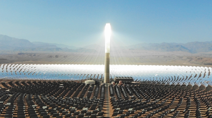 An aerial view of a solar array.