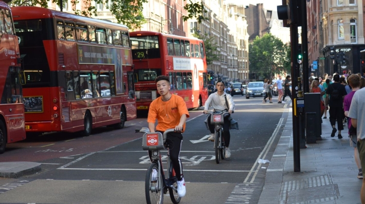 Cyclists on the road