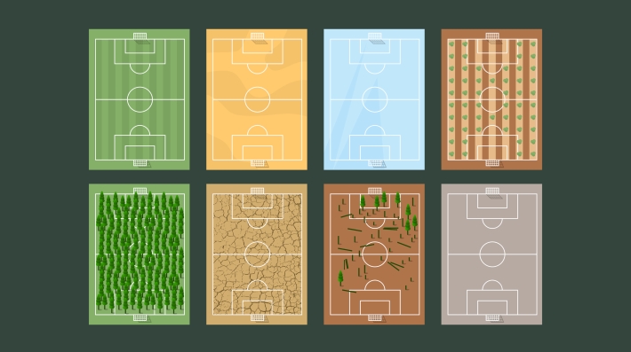 An illustration of football pitches