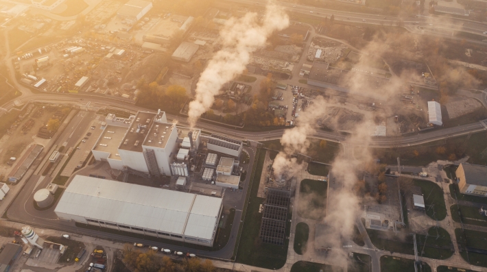 Factory producing smoke