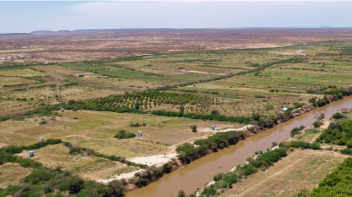 Aerial view of a piece of land