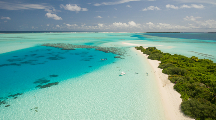 Bird view of a Caribbean beach