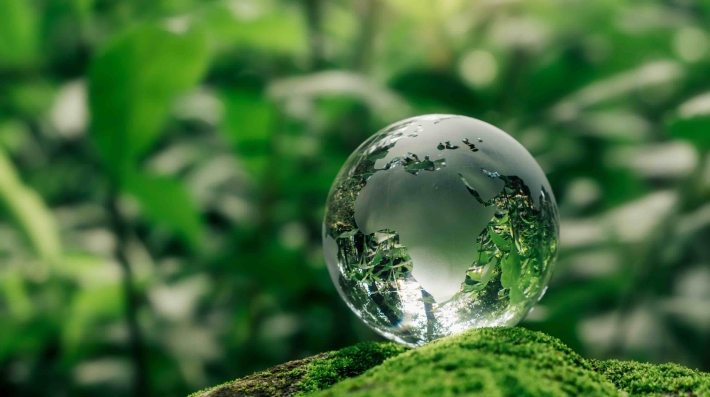 Crystal Globe Symbolizing Environmental Awareness and Conservation