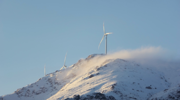 Windmill in mountains in Türkiye